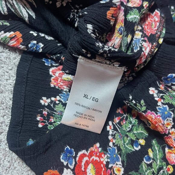 Bila Split Neck Blouse Top Boho Double Sleeve Ruffle Floral Paisley Women's XL - Picture 6 of 6